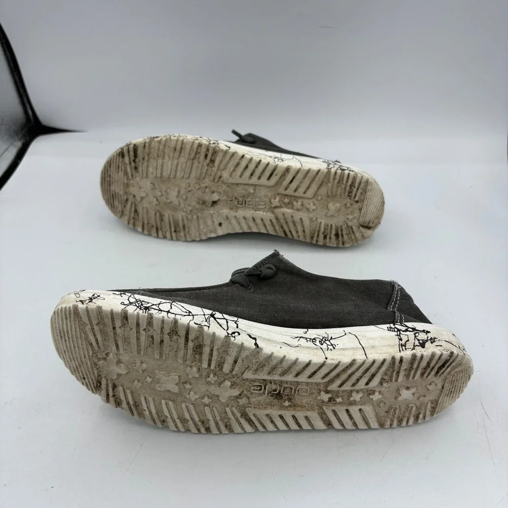 Hey Dude Shoes Womens Size 6 Wendy Moonwash Gray Canvas Slip‎ On Loafer Casual